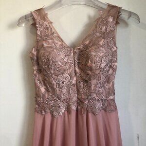 Cindy Collection USA Embroidered & Chiffon Sleeveless Formal Gown Jeweled Corset